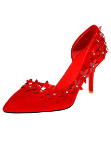 Shoes fleurs Slip-on de Bridal a souligné Toe Stiletto Heels