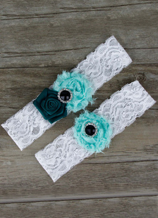 Jarretière fleurs Santin Pealrs mariée jarretière de mariage en dentelle