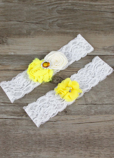 Jarretelles de mariage blanc fleur strass décoration dentelle accessoires mariée