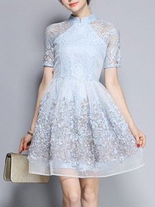 Fée Skater robe Organza Stand collier manches courtes robe Party