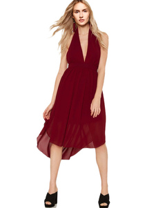 Mulet sexy robe dos nu plongeant en mousseline de soie robe