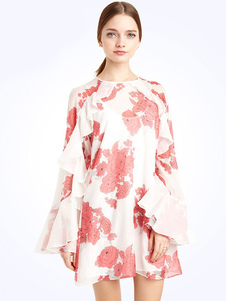 Robe en mousseline de soie avec manches évasées