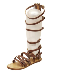 Sandales gladiateur en vogue en PU unicolore Talon plat