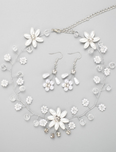 Bijoux de mariage définit des ensembles de bijoux de mariée blanc perles strass fleur forme