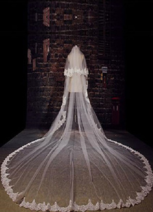 Voile de mariée Ivoire Tulle dentelle à deux paliers appliques bord cascade voiles de mariée avec Co