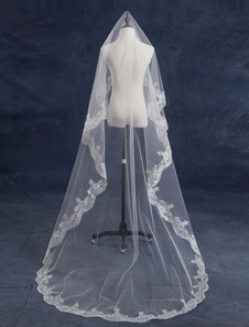 Tulle mariage voiles niveaux un lacet bord cascade cathédrale nuptiale Veils(300*150cm)