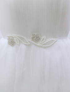 Mariage Ivoire Sash strass fleur forme perles décoration Bridal Sash