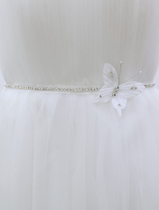 Paillettes strass blanc de Sash Bow mariée Sash de mariage pour Decor