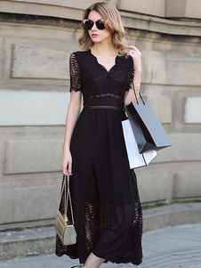 Lllusion manches semi sheer Maxi robe