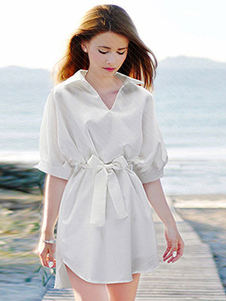 Robe séduisante skater mode en lycra spandex unicolore avec noeud col bénitier