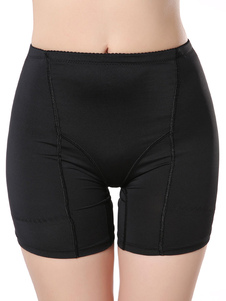 Attrayant Caleçon féminin noir unicolore en lycra spandex sans ornement.