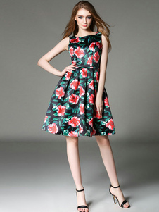 Floraison vert fleurs robe sans manches de mignon