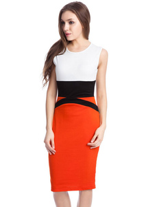Sans manches Color Block Bodycon Dress