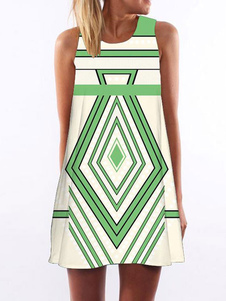 Robe sans manches géométrique imprimé surdimensionné Maj