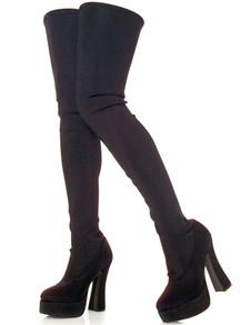 Bottes à bout rond élastique en micro daim noires