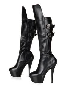 Bottes à bout rond zip en PU noires