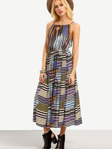 Sangles lacets oeuvre imprimé Bohême robe Maxi