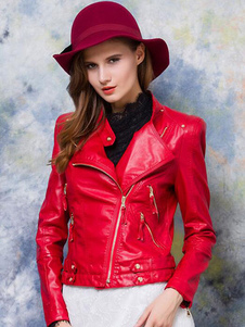 Motorcycle jacket en PU unicolore avec poches