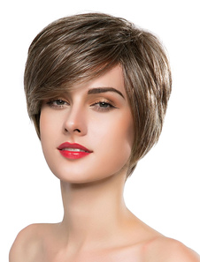 Naturelle perruque de cheveux humains féminine frisée dégradé brillante filet de plastique