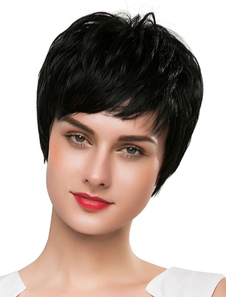 Courte noir perruques vrais cheveux perruques de cheveux humains femmes dans le Style de coupes garç