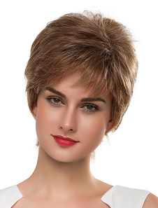 Brune cheveux perruques Wigs bouclés court féminin