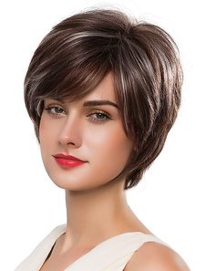 Boy-coupes de cheveux humains perruques courtes des femmes met en lumière les vrais cheveux perruque