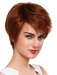 Bouclés perruques perruques brun léger cheveu court perruques des femmes