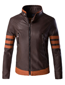 Veste en PU col montant pour homme