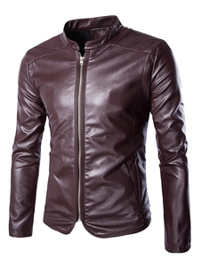 Veste en PU col montant pour homme