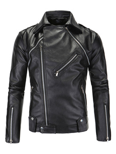 Veste en PU col à revers pour homme