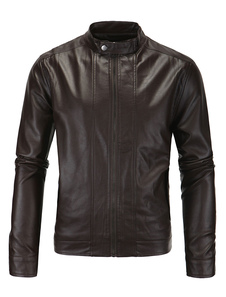 Veste en PU col roulé pour homme