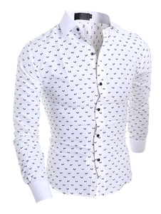 Chemise casual en coton mélangé manches longues pour homme