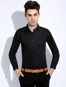 Chemise en coton mélangé manches longues pour homme