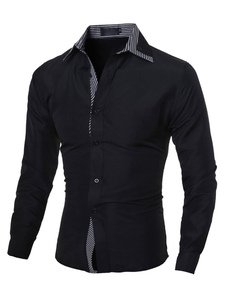 Chemise en coton mélangé manches longues pour homme