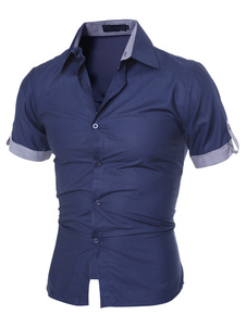 Chemise casual en coton mélangé manches courtes pour homme