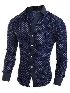 Chemise en coton mélangé manches longues pour homme