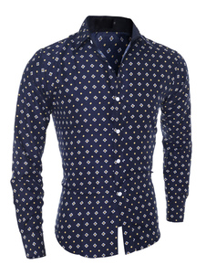 Chemise en coton mélangé manches longues pour homme