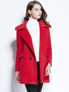 Manteau ceinture rouge manches longues