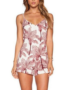 Barboteuse imprimée sexy Backless feuille