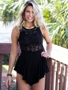 Summer Mini robe dentelle sans manches Découpez Skater robe blanc/rose/noir