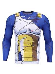 Longues manches T Shirt en bleu pour les hommes avec une impression 3D personnage