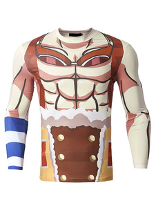 Manches longues T-Shirt Slim pour hommes en Beige