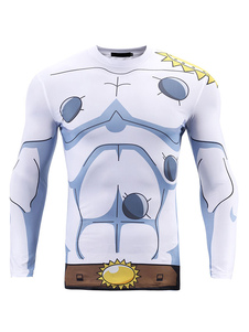 Monstre numérique 3D impression T Shirt pour hommes blanc manches longues