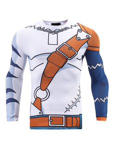 T-shirt blanc à manches longues impression Digital Monster