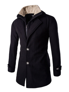 Les mince manteau noir/gris faux deux pièces Style longue veste pour hommes