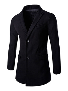 Slim Long manteau Veste Blouson en noir/gris pour homme