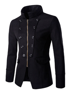 Veste Slim fermeture éclair pardessus hommes en collier de Stand noir/gris