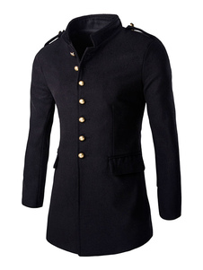 Veste longue manteau Trench-Coat gris/noir pour les hommes