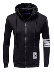 Veste rayée à capuche Hoodie noir/blanc avec capuche pour hommes