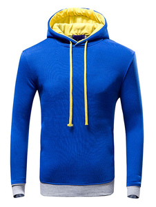 Plaine de pullover Hoodie pour les hommes en noir/rouge/bleu Long manches Sweat à capuche